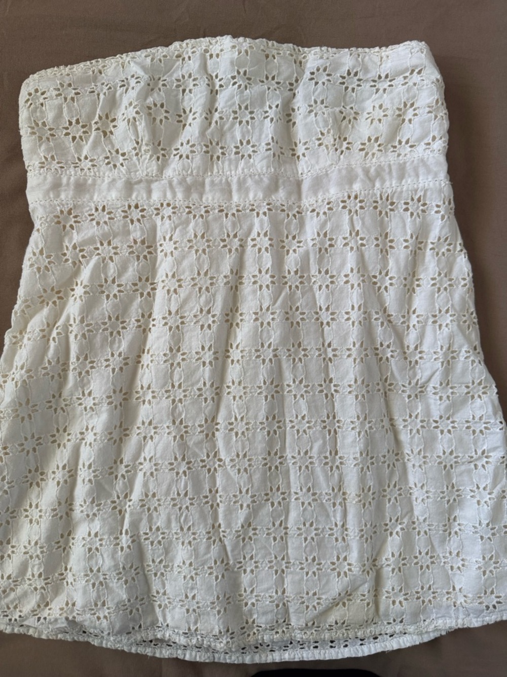 American Eagle Outfitters Cream Strapless Smocked Top